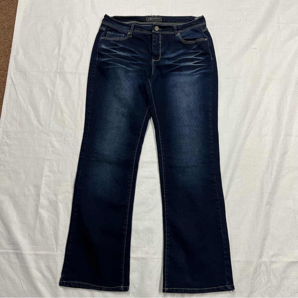 Cato premium denim ladies wide leg dark wash jeans size 14
